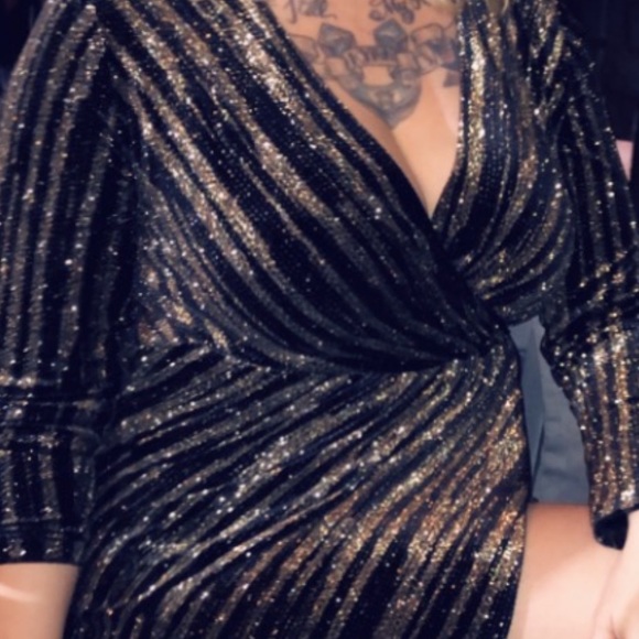 Calvin Klein gold and black long sleeve dress - Picture 7 of 8